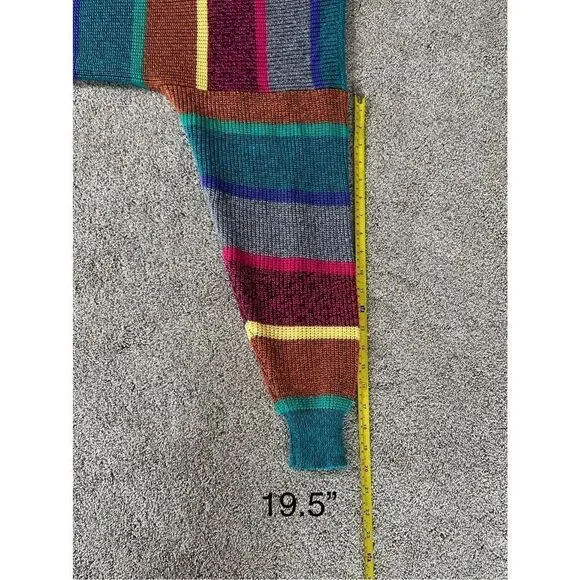 Vintage 80's Here is a Hug High Neck Sweater Rainbow Stripes size LARGE - Picture 4 of 10